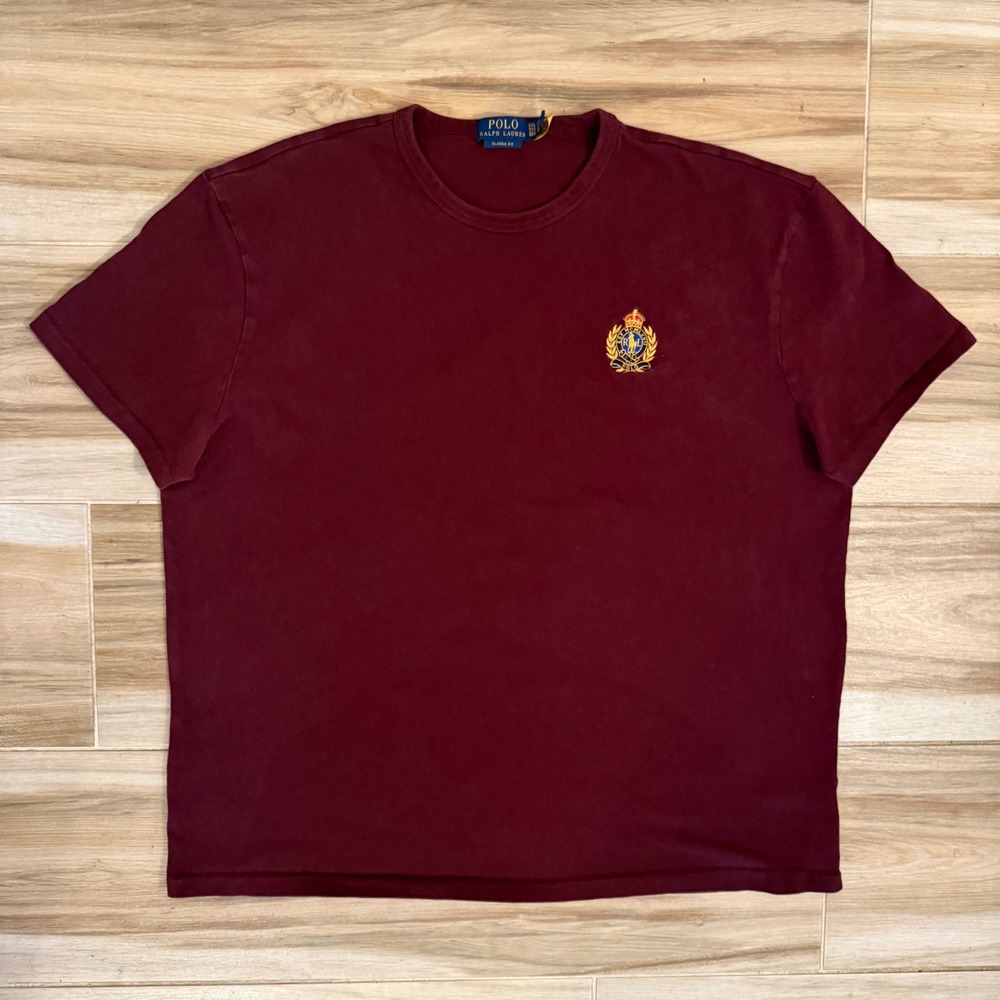 Polo Ralph Lauren Mens XXL Burgundy Crest Logo T-Shirt Short Sleeve Classic Fit